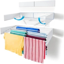 Foldable Wall Mounted Clothes Drying Rack 120x60 cm – Space Saving Laundry Solution, Strong and Durable, Holds up to 20kg, Easy Fold Design, Ideal for Apartments, Indoor and Balcony Use
