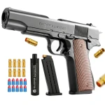 مسدس فشك ألعاب مع 10 طلقات قابلة لإعادة الاستخدام وكاتم صوت شكلي – لعبة آمنة للأطفال والتسلية المنزلية - كرتونة