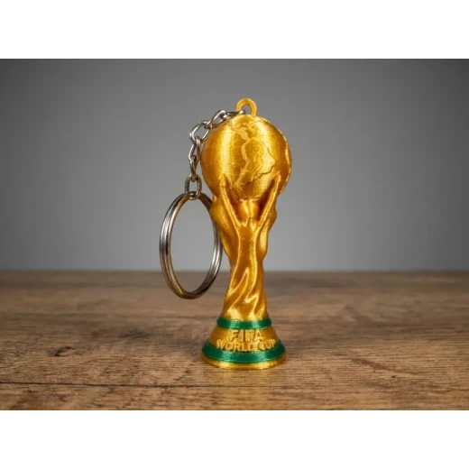 ميدالية كأس العالم بتصميم ثلاثي الأبعاد – سلسلة مفاتيح لمحبي كرة القدم والهدايا الرياضية – تصميم ذهبي أنيق وخفيف للاستخدام اليومي