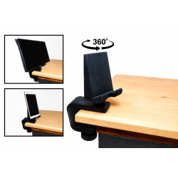 360° Rotating Desk Clamp Phone & Tablet Holder, Adjustable Table Mount Stand up to 50mm Thickness, Space-Saving Smartphone and Tablet Stand for Office, Study and Video Calls