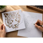 Tiger Drawing Stencil Template 16 x 16 cm – Reusable Animal Art Stencil for Sketching, Coloring, Crafts, School Activities and Creative Projects - Drawing templates