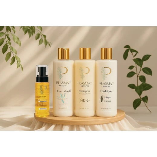 Plasma Hair Care Package 500 ml Medical Grade Complete Hair Treatment Set Shampoo Conditioner Mask and Serum Deep Repair Hydration Strengthening Frizz Control Shine and Smoothness for Healthy Hair Care Routine