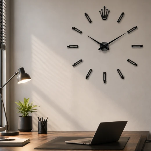 Large DIY 3D Wall Clock with elegant and modern design, adjustable size from 60–120 cm Easy self-installation without a technician, silent movement with no noise, perfect for living rooms, bedrooms, and offices - Image 11