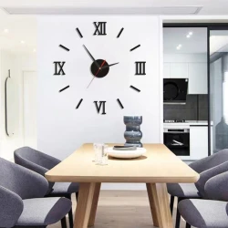 Large DIY 3D Wall Clock with elegant and modern design, adjustable size from 60–120 cm Easy self-installation without a technician, silent movement with no noise, perfect for living rooms, bedrooms, and offices