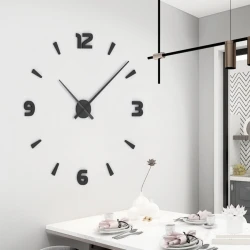 Large DIY 3D Wall Clock with elegant and modern design, adjustable size from 60–120 cm Easy self-installation without a technician, silent movement with no noise, perfect for living rooms, bedrooms, and offices