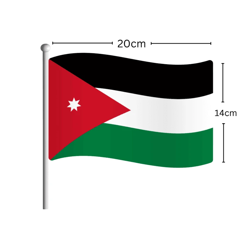 علم الأردن كبير مع عصا 14×20 سم | راية تشجيع النشامى لكأس العالم بتصميم عالي الجودة للمباريات والمناسبات الوطنية والاحتفالات