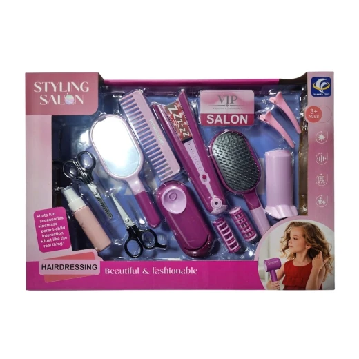 SeaLand Toys, Kids Beauty Salon Set – 15 Pieces with Light-Up Hair Straightener - Sealand toys - Image 2