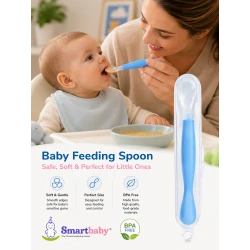 Smartbaby Soft Silicone Baby Feeding Spoon with Hygienic Travel Case – BPA-Free Infant Weaning Spoon for First Foods