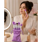 مجموعة فرش مكياج احترافية 13 قطعة – فرش ناعمة للوجه والعين مع حقيبة مخملية - Brushs