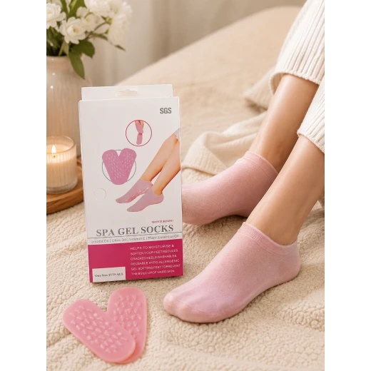 Premium SPA Gel Moisturizing Socks – Reusable Hydrating Heel Socks with Jojoba Oil, Olive Oil & Vitamin E | Soft Silicone Gel Lining for Dry & Cracked Feet Premium SPA Gel Moisturizing Socks – Reusable Hydrating Heel Socks with Jojoba Oil, Olive Oil & Vitamin E | Soft Silicone Gel Lining for Dry & Cracked Feet