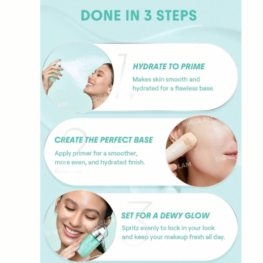 SHEGLAM Good Grip Hydrating Prime & Set Spray 55ml – Hydrating Makeup Primer and Setting Spray for Long-Lasting Wear, Fresh Finish, Smooth Application and All-Day Comfort - SHEGLAM - Image 2