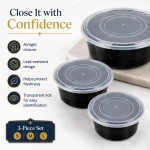 Complete Freshness 3-Size Reusable Food Storage Container Set with Clear Airtight Lids – 1.5L, 2.5L & 4.5L - A B C