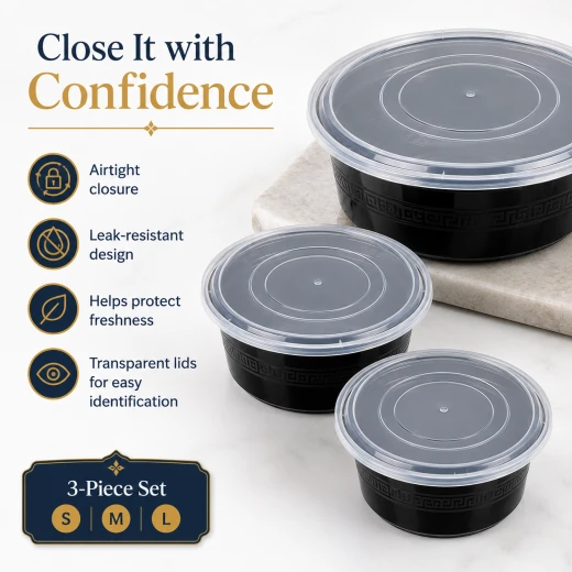 Complete Freshness 3-Size Reusable Food Storage Container Set with Clear Airtight Lids – 1.5L, 2.5L & 4.5L Complete Freshness 3-Size Reusable Food Storage Container Set with Clear Airtight Lids – 1.5L, 2.5L & 4.5L