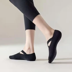 Non-Slip Yoga & Pilates Grip Socks for Women | Anti-Skid Barre, Dance, Gym & Home Workout Socks with Cross Straps