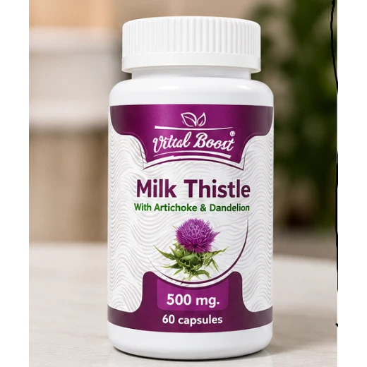 Vital Boost Milk Thistle with Artichoke and Dandelion, 500 mg Herbal Formula, 60 Capsules with Standardized Silymarin and Concentrated Botanical Extracts for Liver Support and Daily Adult Wellness Support Vital Boost Milk Thistle with Artichoke and Dandelion, 500 mg Herbal Formula, 60 Capsules with Standardized Silymarin and Concentrated Botanical Extracts for Liver Support and Daily Adult Wellness Support