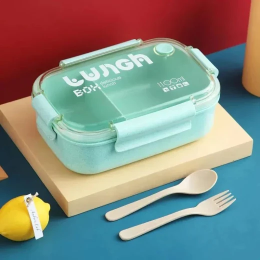 Divided Leak-Proof Lunch Box – 1100ml Food Container – Green - Amigo - Image 4