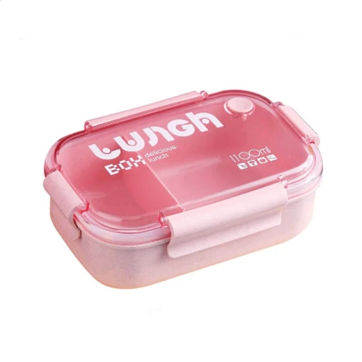 Divided Leak-Proof Lunch Box – 1100ml Food Container – Pink Divided Leak-Proof Lunch Box – 1100ml Food Container – Pink
