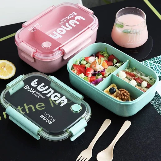 Divided Leak-Proof Lunch Box – 1100ml Food Container – Pink - Amigo - Image 6