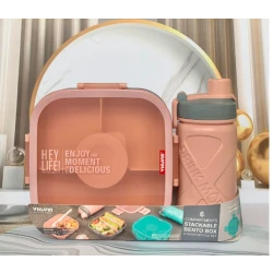 6 Compartments Lunch Box with Water Bottle – Kids Bento Box Set