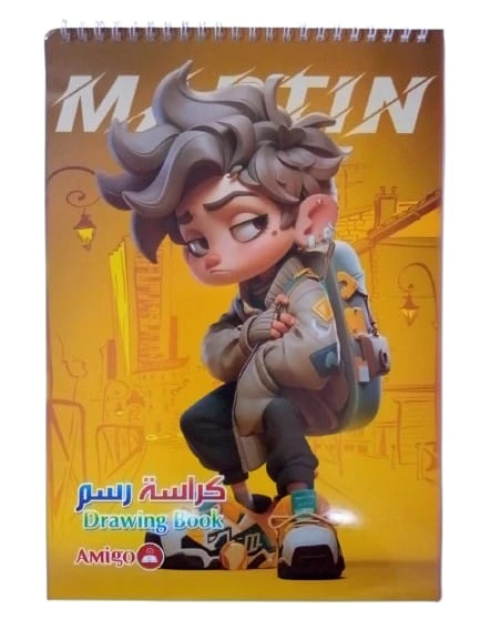 دفتر رسم سلك 40 ورقة من أميجو للأطفال برسومات كاركتر جذابة على الغلاف وجودة عالية مثالي للرسم وتنمية الإبداع - أميجو