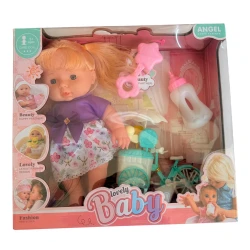 Talking Baby Doll – Girl with Golden Hair, Ice Cream Cart, Umbrella, Bottle, and Pacifier