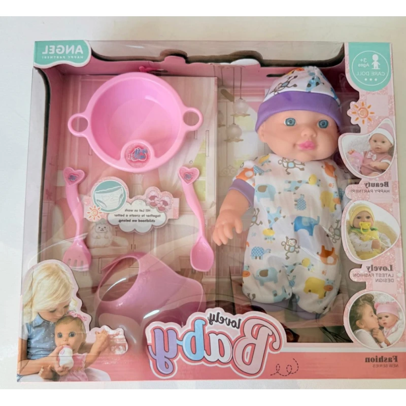 Talking Baby Doll with Bib, Spoon, and Food Plate - Amigo