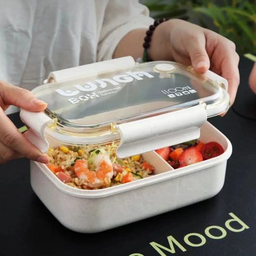 Amigo Divided Leak-Proof Lunch Box – 1100ml Food Container – Offwhite - Amigo - Image 2