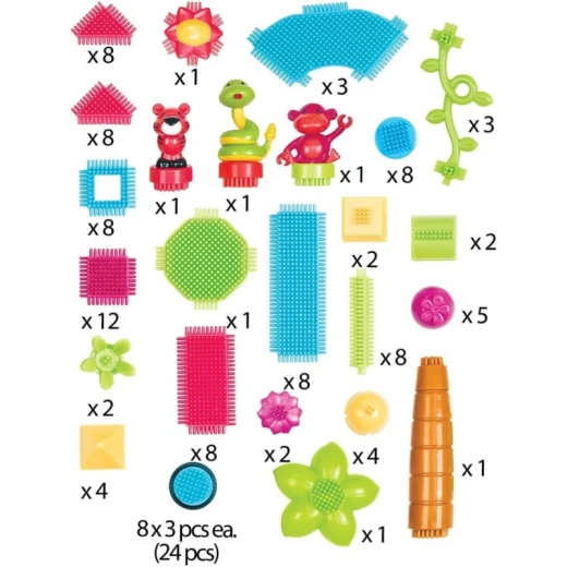 Battat, Bristle Blocks 128-Piece Building Playset with Soft Interlocking Bristles Easy Assembly Animal Figurines Trees Flowers Storage Bucket Educational Construction Toy for Kids Ages 2 and Up - Battat - Image 7