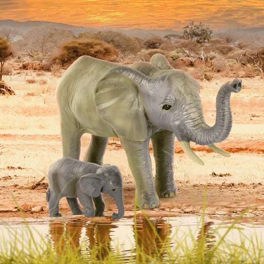TERRA, African Elephant Family Toy Set Realistic Elephant Figures 2 Adult Elephants and 2 Calves Safari Wildlife Playset Educational Durable Plastic Animals for Kids Age 3 and Up - Terra - Image 13