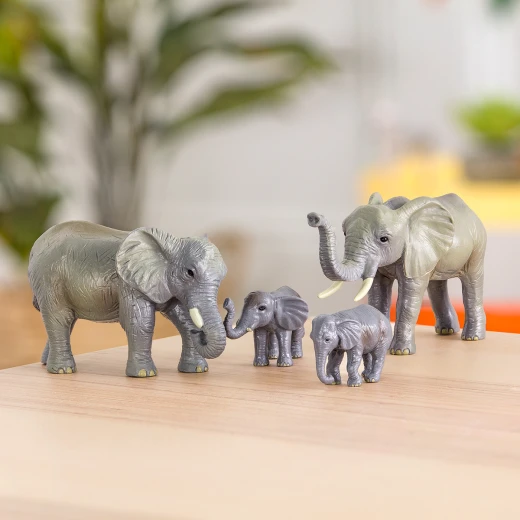 TERRA, African Elephant Family Toy Set Realistic Elephant Figures 2 Adult Elephants and 2 Calves Safari Wildlife Playset Educational Durable Plastic Animals for Kids Age 3 and Up - Terra - Image 14
