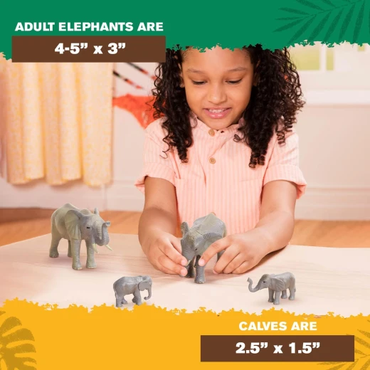 TERRA, African Elephant Family Toy Set Realistic Elephant Figures 2 Adult Elephants and 2 Calves Safari Wildlife Playset Educational Durable Plastic Animals for Kids Age 3 and Up - Terra - Image 3