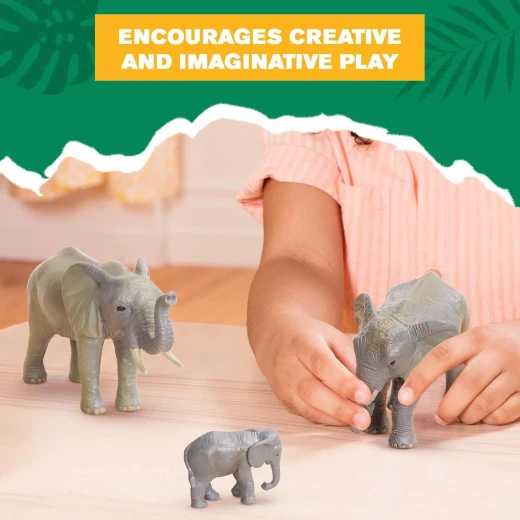 TERRA, African Elephant Family Toy Set Realistic Elephant Figures 2 Adult Elephants and 2 Calves Safari Wildlife Playset Educational Durable Plastic Animals for Kids Age 3 and Up - Terra - Image 5