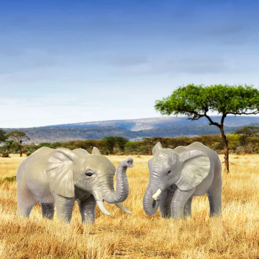 TERRA, African Elephant Family Toy Set Realistic Elephant Figures 2 Adult Elephants and 2 Calves Safari Wildlife Playset Educational Durable Plastic Animals for Kids Age 3 and Up - Terra - Image 11