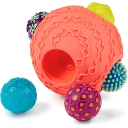 B.Toys Ballyhoo Sensory Baby Balls Set with 6 Textured Balls, Large Storage Ball with 5 Small Sensory Balls for Tactile Exploration, Fine Motor Skills Development and Sensory Play Toy for Babies 6 Months+