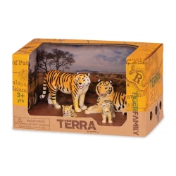 TERRA, Tiger Family Toy Set Realistic Tiger Figures 2 Adult Tigers and 2 Cubs Jungle Wildlife Playset Educational Durable Plastic Animals for Kids Age 3 and Up