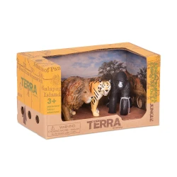TERRA, Jungle Animals Toy Set Realistic Lion Tiger Gorilla Figures Miniature Wild Jungle Playset Educational Durable Plastic Animals for Kids Age 3 and Up