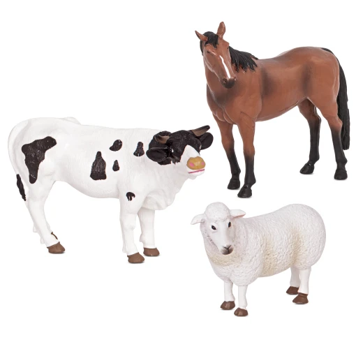 TERRA, Farm Animals Toy Set Sheep Bull Horse Realistic Farm Animal Figures for Kids Educational Durable Plastic Miniature Farm Playset Age 3 and Up Collectible - Terra - Image 3