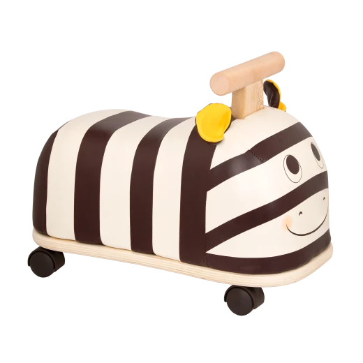 B. Toys, Wooden Zebra Ride-On Zippity Zebra for Toddlers 18 Months and Up with Rotating 360 Degree Wheels Comfy Seat and Sturdy Wooden Handle for Active Play - B. toys - Image 2
