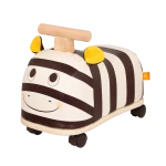 B. Toys, Wooden Zebra Ride-On Zippity Zebra for Toddlers 18 Months and Up with Rotating 360 Degree Wheels Comfy Seat and Sturdy Wooden Handle for Active Play - B. toys