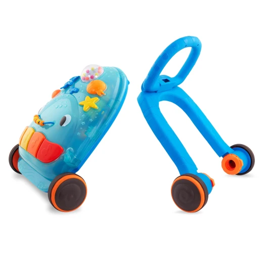 B.Toys, Walk ‘n’ Play Whale Musical Baby Walker with Lights, 30+ Songs and Sounds, Ball Popper and Sensory Activity Panel, Interactive Push Walker Toy for First Steps, Motor Skills Development for Babies 10 Months+ - B. toys - Image 6