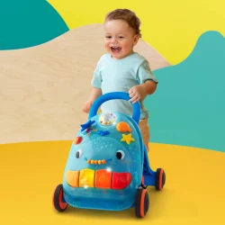 B.Toys, Walk ‘n’ Play Whale Musical Baby Walker with Lights, 30+ Songs and Sounds, Ball Popper and Sensory Activity Panel, Interactive Push Walker Toy for First Steps, Motor Skills Development for Babies 10 Months+