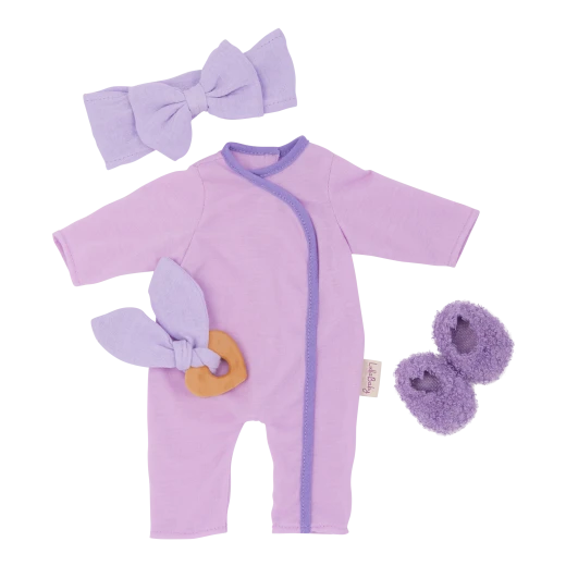 LullaBaby, Baby Doll Pajama Outfit Purple Pajama Onesie Headband Fuzzy Slippers Teether 14 Inch Soft Safe Materials Perfect for Kids Ages 2 Years and Up Interactive Nurturing Role Play Imaginative Nighttime Play Gift Set - Lullababy - Image 7