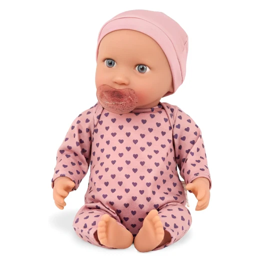 LullaBaby, 14 Inch Baby Doll Purple Hearts Pajama Gray Eyes Soft Cuddly Body Headband Pacifier First Baby Doll Gift for Kids 2 Years and Up - Lullababy - Image 2