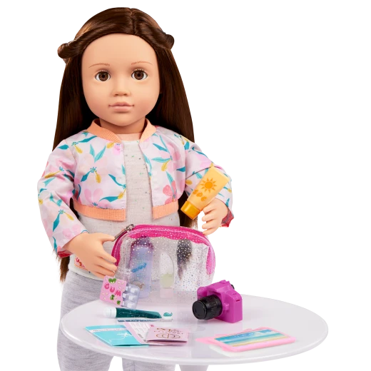 Our Generation, Travel Time 16-pc Storage Case & Accessories for Kids Ages 3+ 18" Doll Travel Set Tablet Camera Passport Stickers - Our Generation - Image 2