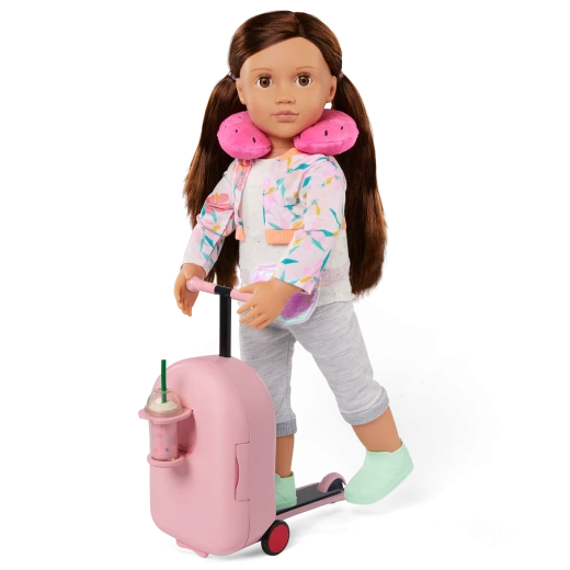 Our Generation, Packed for Adventures Doll Scooter Suitcase Travel Set for Kids Ages 3+ 18" Doll Accessories 20 Piece Luggage Pillow Headphones - Our Generation - Image 2