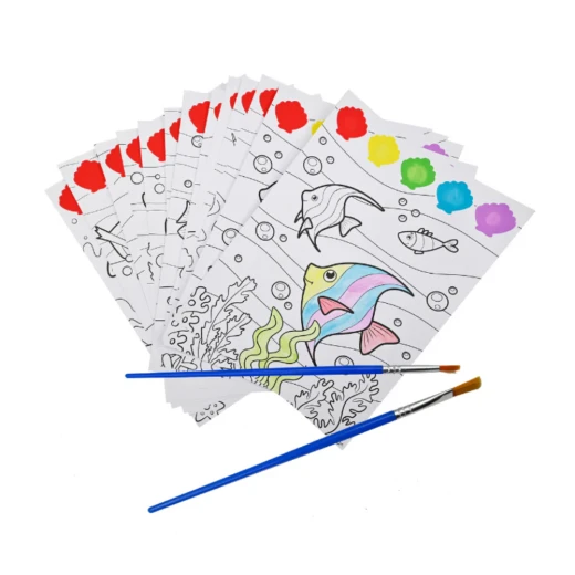 مجموعة أنشطة الرسم بالألوان المائية المعطرة للأطفال مع صفحات أنشطة للرسم وأقراص ألوان بروائح الفاكهة وفرشاة رسم طقم فني إبداعي للسفر واللعب التعليمي الآمن عمر 3+ من سينتوس - سينتوس - Image 3