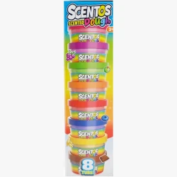 Scentos, 8 Dough Mini Tubs Creative Scented Fruity Play Safe Non-Toxic Kids Moulding Sculpting Sensory Fun Ages 2+ Colorful Imagination Art Activity