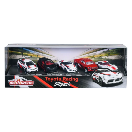 Majorette, Toyota Racing 5-Piece Gift Set 2000 GT Hilux Revo GR Supra SZ-R Corolla Altis GRMN Yaris Die-Cast Cars Red White Black - MAJORETTE - Image 3