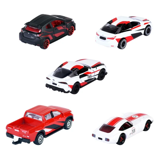 Majorette, Toyota Racing 5-Piece Gift Set 2000 GT Hilux Revo GR Supra SZ-R Corolla Altis GRMN Yaris Die-Cast Cars Red White Black - MAJORETTE - Image 5