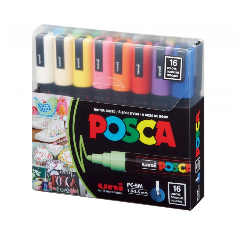Uni-Ball | Uni Posca Paint Marker Set PC-5M | 16 Colors - Uni